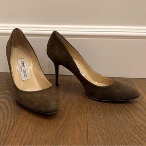 Jimmy Choo Olive Suede Heels sz 36.5